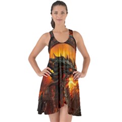 Dragon Fire Fantasy Art Show Some Back Chiffon Dress