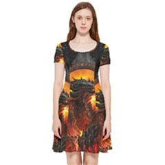 Dragon Fire Fantasy Art Inside Out Cap Sleeve Dress by Maspions