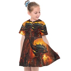 Dragon Fire Fantasy Art Kids  Sailor Dress