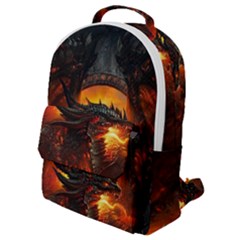 Dragon Fire Fantasy Art Flap Pocket Backpack (small)