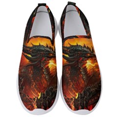 Dragon Fire Fantasy Art Men s Slip On Sneakers