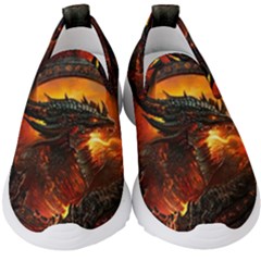 Dragon Fire Fantasy Art Kids  Slip On Sneakers