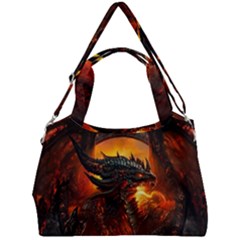 Dragon Fire Fantasy Art Double Compartment Shoulder Bag by Maspions