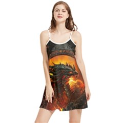 Dragon Fire Fantasy Art Summer Frill Dress