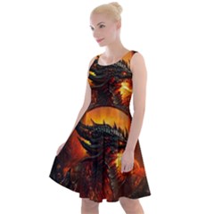 Dragon Fire Fantasy Art Knee Length Skater Dress