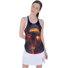 Dragon Fire Fantasy Art Racer Back Mesh Tank Top