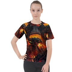 Dragon Fire Fantasy Art Women s Sport Raglan T-shirt