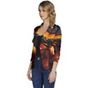 Dragon Fire Fantasy Art Women s One-Button 3/4 Sleeve Short Jacket View2