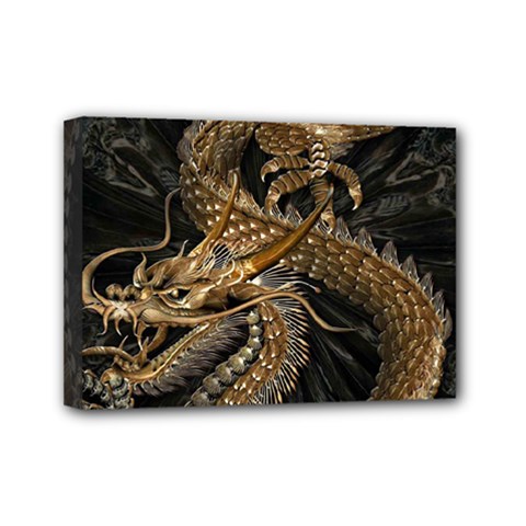 Fantasy Dragon Pentagram Mini Canvas 7  X 5  (stretched)