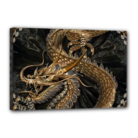 Fantasy Dragon Pentagram Canvas 18  X 12  (stretched) by Maspions