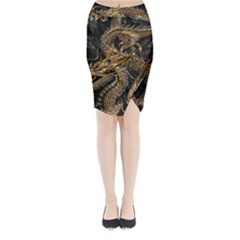 Fantasy Dragon Pentagram Midi Wrap Pencil Skirt