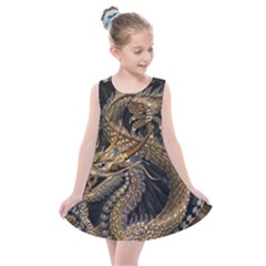 Fantasy Dragon Pentagram Kids  Summer Dress