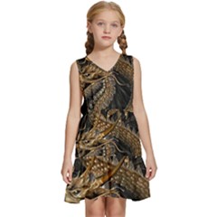 Fantasy Dragon Pentagram Kids  Sleeveless Tiered Mini Dress