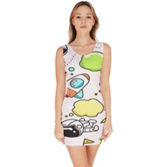 Sketch Cartoon Space Set Bodycon Dress by Hannah976