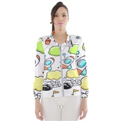 Sketch Cartoon Space Set Women s Windbreaker by Hannah976