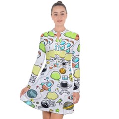 Sketch Cartoon Space Set Long Sleeve Panel Dress by Hannah976