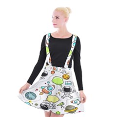 Sketch Cartoon Space Set Suspender Skater Skirt by Hannah976