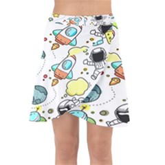 Sketch Cartoon Space Set Wrap Front Skirt by Hannah976