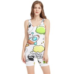 Sketch Cartoon Space Set Women s Wrestling Singlet by Hannah976