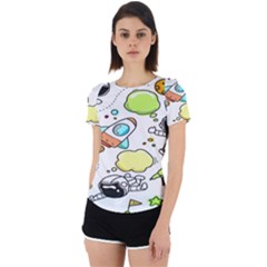 Sketch Cartoon Space Set Back Cut Out Sport T-shirt by Hannah976