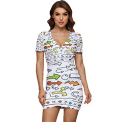 Desktop Pattern Art Graphic Design Low Cut Cap Sleeve Mini Dress by Hannah976