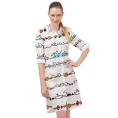 Decoration Element Style Pattern Long Sleeve Mini Shirt Dress by Hannah976