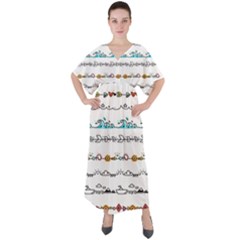 Decoration Element Style Pattern V-neck Boho Style Maxi Dress by Hannah976