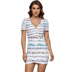 Decoration Element Style Pattern Low Cut Cap Sleeve Mini Dress by Hannah976