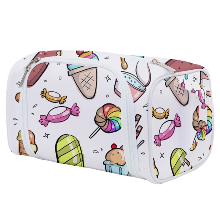 Doodle Cartoon Drawn Cone Food Toiletries Pouch