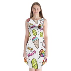 Doodle Cartoon Drawn Cone Food Sleeveless Chiffon Dress   by Hannah976