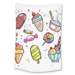 Doodle Cartoon Drawn Cone Food Large Tapestry by Hannah976