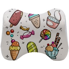 Doodle Cartoon Drawn Cone Food Head Support Cushion by Hannah976