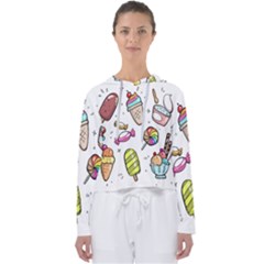 Doodle Cartoon Drawn Cone Food Women s Slouchy Sweat by Hannah976