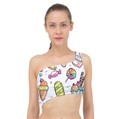 Doodle Cartoon Drawn Cone Food Spliced Up Bikini Top  by Hannah976