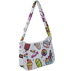 Doodle Cartoon Drawn Cone Food Zip Up Shoulder Bag by Hannah976