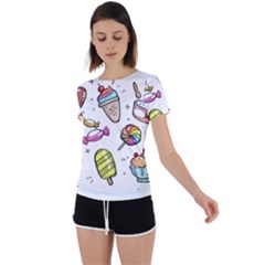 Doodle Cartoon Drawn Cone Food Back Circle Cutout Sports T-shirt by Hannah976