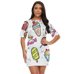 Doodle Cartoon Drawn Cone Food Just Threw It On Dress by Hannah976