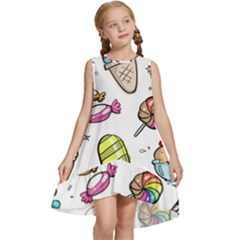 Doodle Cartoon Drawn Cone Food Kids  Frill Swing Dress by Hannah976