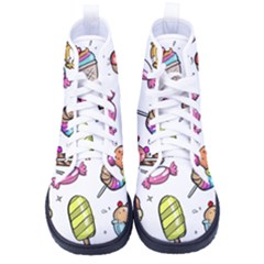 Doodle Cartoon Drawn Cone Food Kid s High-top Canvas Sneakers by Hannah976