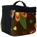 Floral Hearts Brown Green Retro Make Up Travel Bag (Big) View1