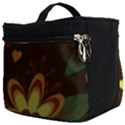 Floral Hearts Brown Green Retro Make Up Travel Bag (Big) View2