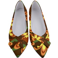 Floral Hearts Brown Green Retro Women s Bow Heels by Hannah976