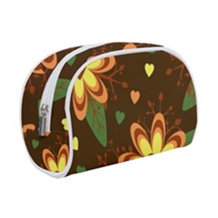 Floral Hearts Brown Green Retro Make Up Case (small) by Hannah976