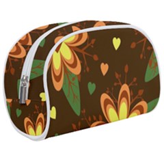 Floral Hearts Brown Green Retro Make Up Case (medium) by Hannah976