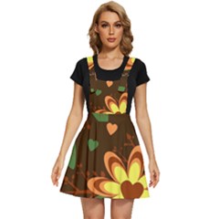 Floral Hearts Brown Green Retro Apron Dress by Hannah976