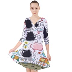 Sketch Cute Child Funny Quarter Sleeve Front Wrap Dress