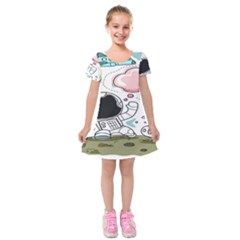 Sketch Cute Child Funny Kids  Short Sleeve Velvet Dress by Hannah976