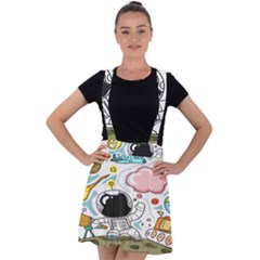 Sketch Cute Child Funny Velvet Suspender Skater Skirt by Hannah976