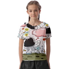 Sketch Cute Child Funny Kids  Frill Chiffon Blouse by Hannah976