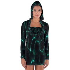 Green Pattern Background Abstract Long Sleeve Hooded T-shirt by Hannah976